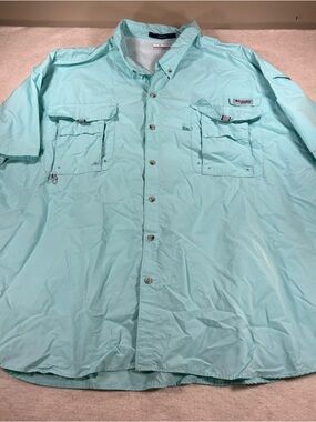 Columbia Bahama II Short Sleeve Vented Fishing Shirt Men’s Size 5X Teal